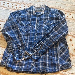 BKE Blue and White Plaid Shirt